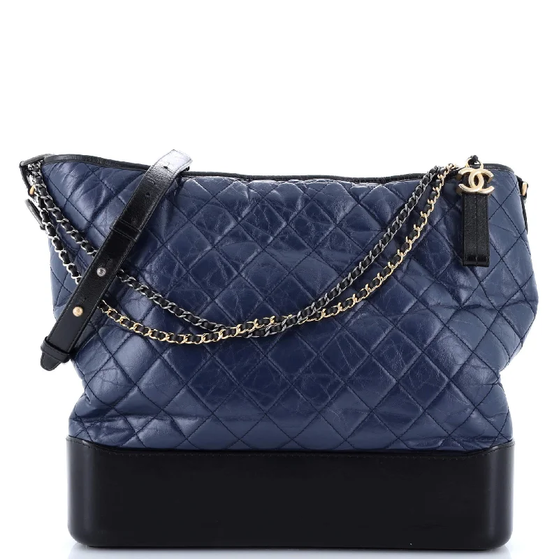 Bicolor Gabrielle Hobo Quilted Aged Calfskin Large