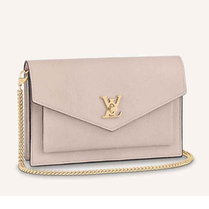 Louis Vuitton LV Women Mylockme Chain Pochette Beige Soft Grained Calfskin