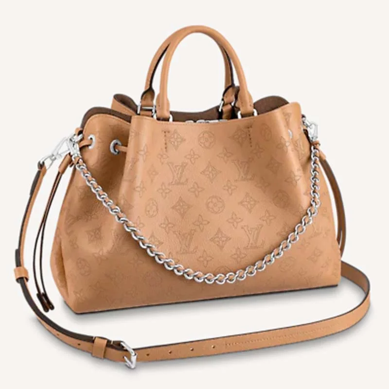 Louis Vuitton LV Women Bella Tote Arizona Brown Mahina Perforated Calfskin Calf