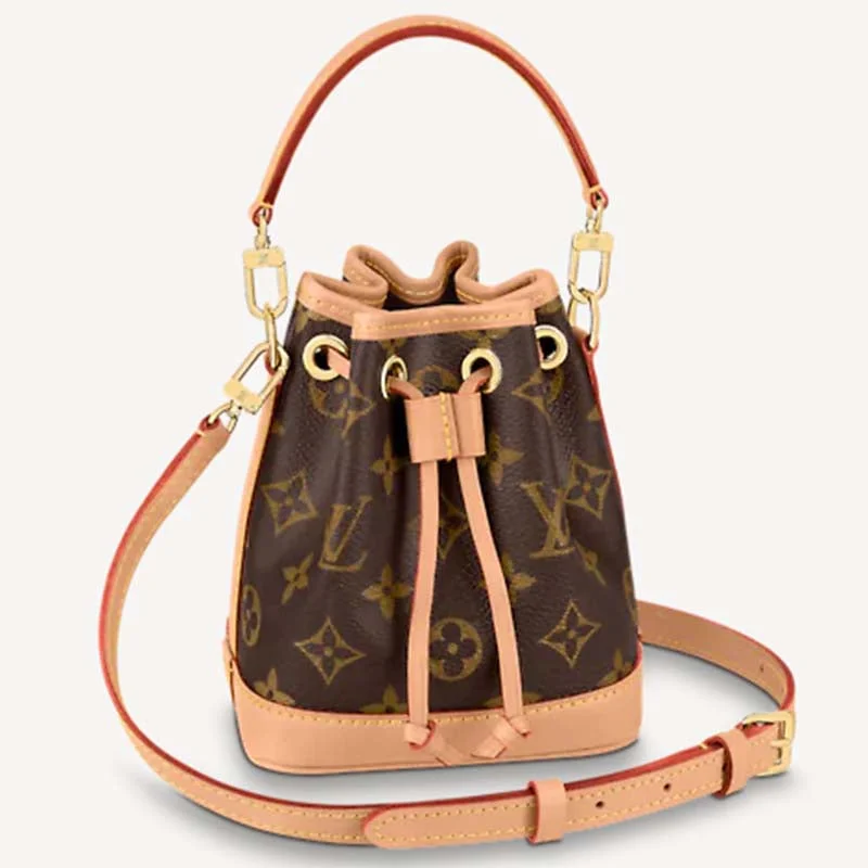 Louis Vuitton LV Women Nano Noé Bucket Bag Monogram Coated Canvas Brown