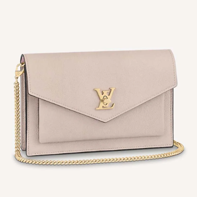 Louis Vuitton LV Women Mylockme Chain Pochette Greige Beige Calf Leather