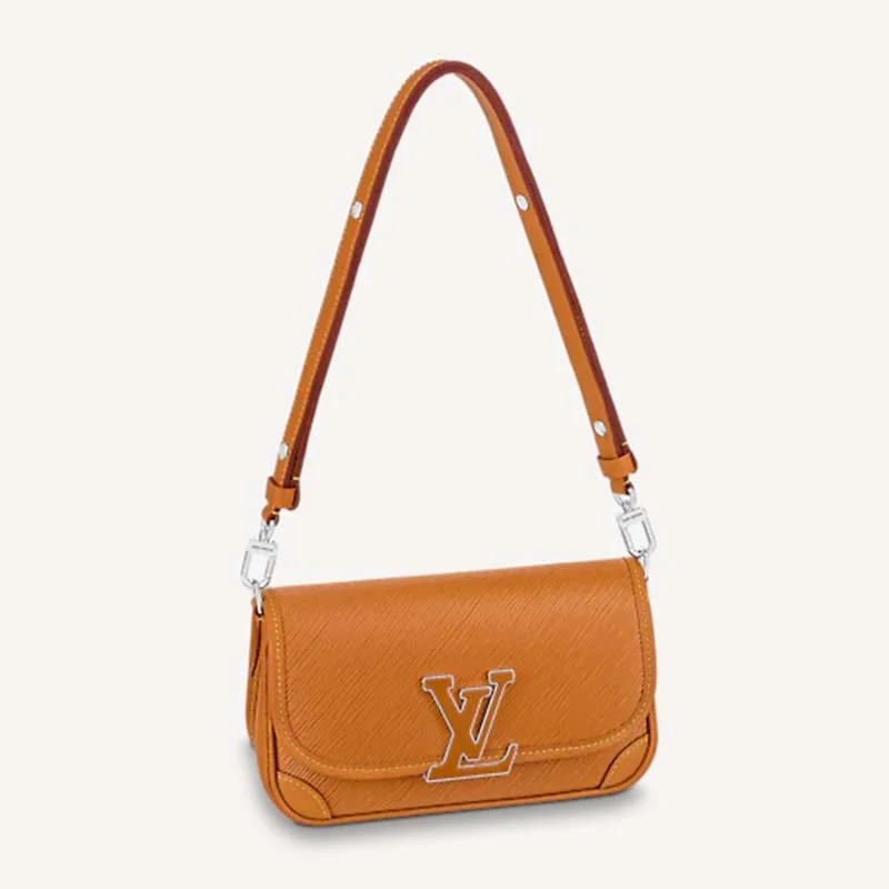 Louis Vuitton LV Women Buci Crossbody Brown Epi Grained Smooth Cowhide Leather