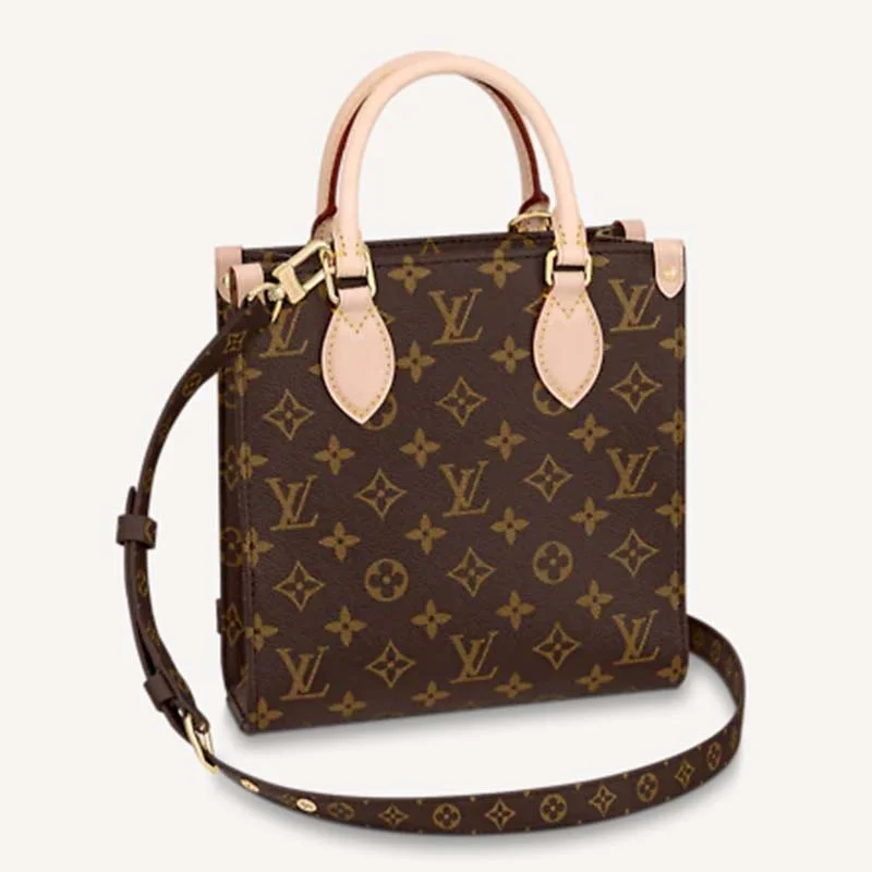 Louis Vuitton Unisex Sac Plat BB Handbag Monogram Coated Canvas Textile Lining