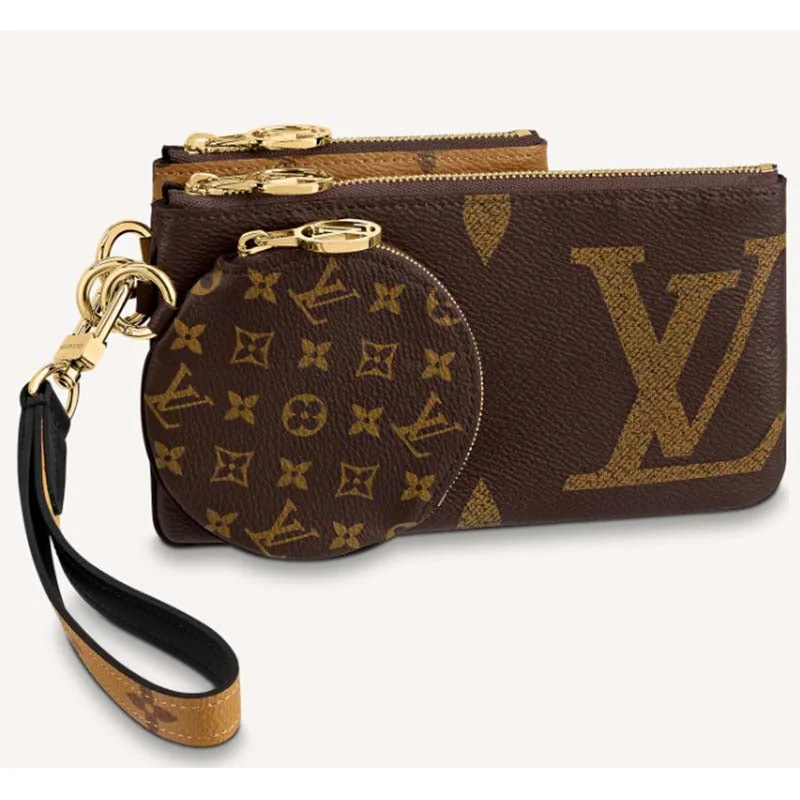 Louis Vuitton LV Unisex Trio Pouch Monogram Giant Mini Coated Canvas Cowhide