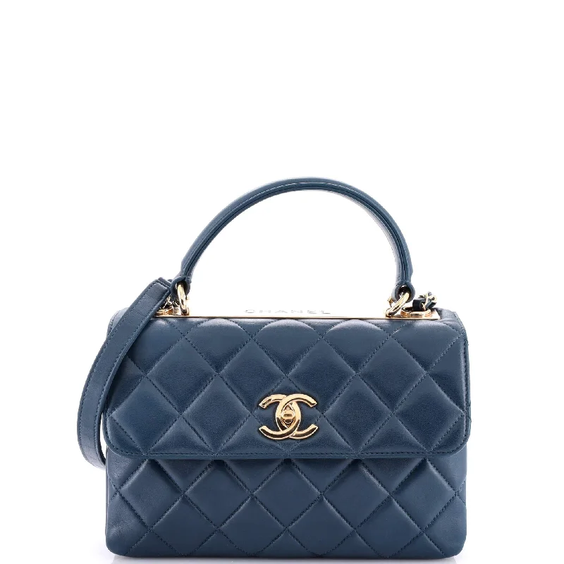 Trendy CC Top Handle Bag Quilted Lambskin Small