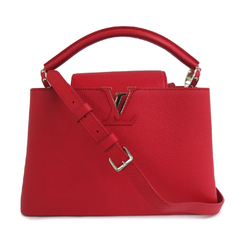 Louis Vuitton Capsine PM M42237 Ru Red Handbag 2WAY High-end  Leather Silver