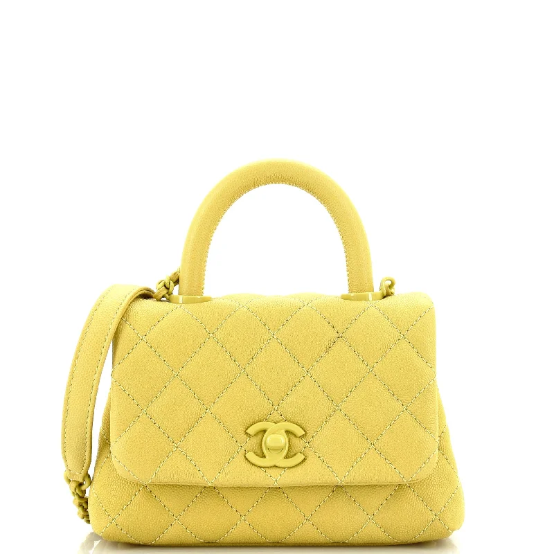 Coco Top Handle Bag Quilted Caviar Extra Mini