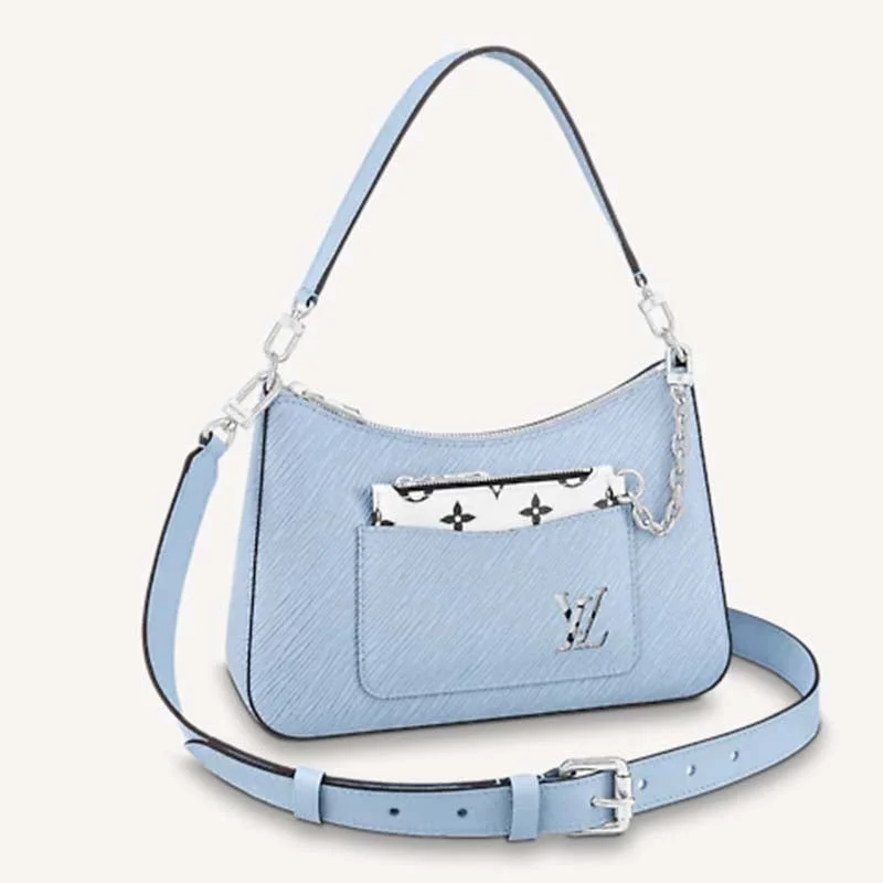 Louis Vuitton LV Women Marelle Handbag Blue Epi Grained Cowhide Leather Canvas