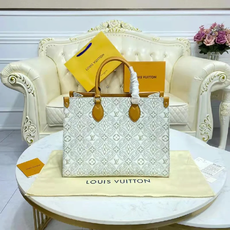 Louis Vuitton LV Women OnTheGo MM Tote Bag Since 1854 Jacquard Cowhide Leather