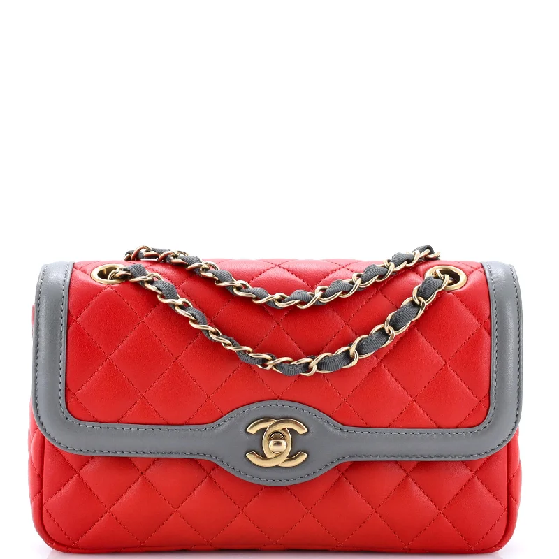 Two Tone Flap Bag Quilted Lambskin Small