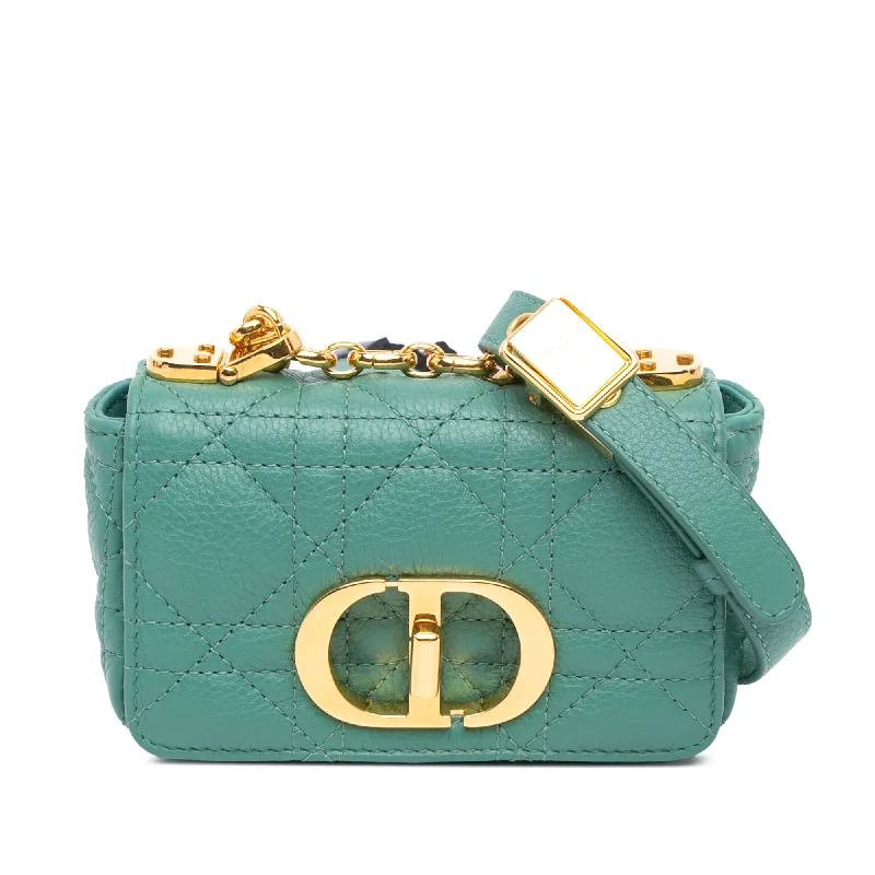 Green Dior Micro Calfskin Cannage Supple Caro Bag