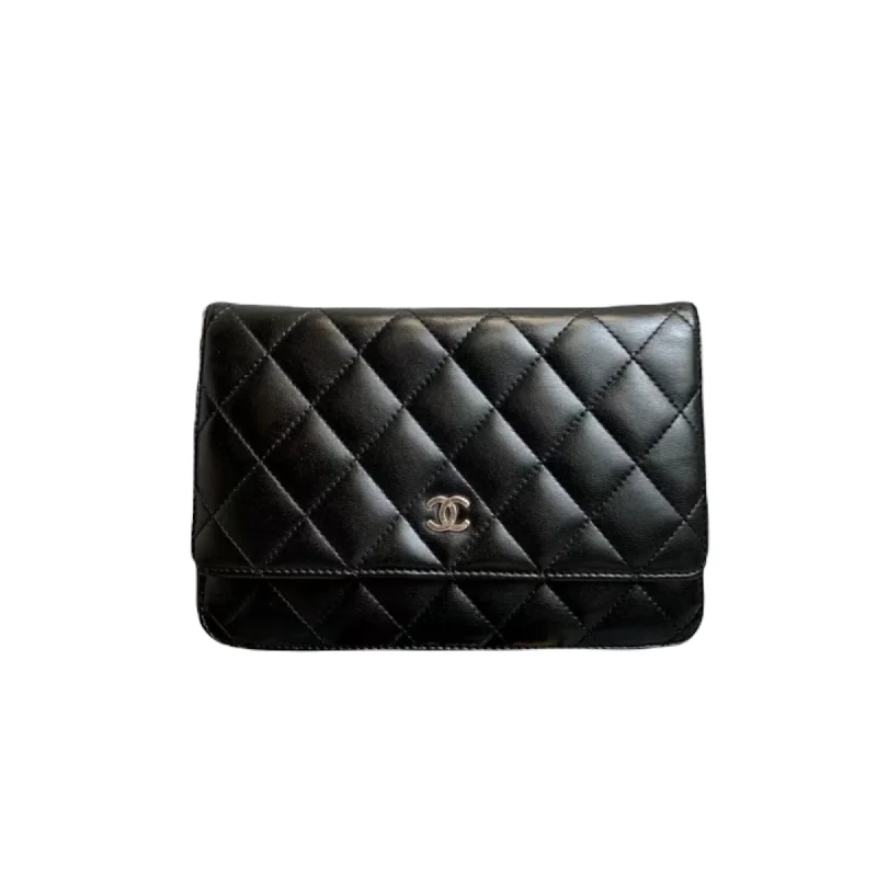 Chanel Black Handbag for Business MeetingsWOC Wallet on Chain Lambskin Black SHW