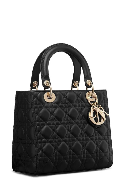 Medium Lady Dior Black with Gold Hardware