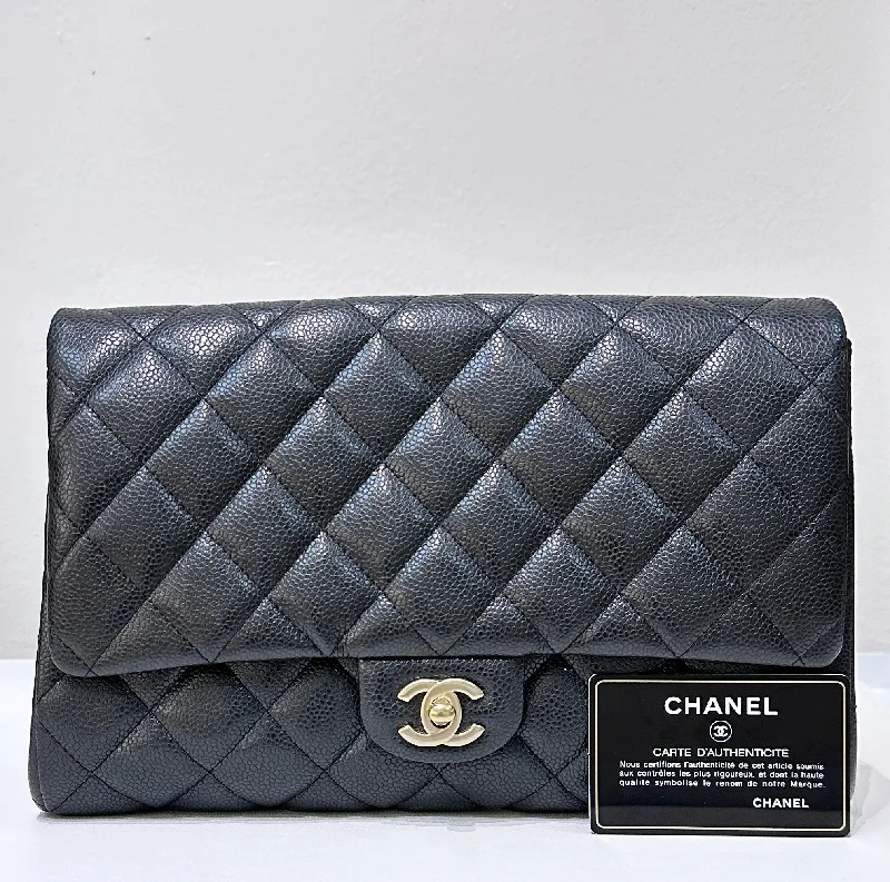 Chanel Handbag with Adjustable Strap for ComfortCHANEL Caviar Quilted Clutch With Chain Flap Black GHW