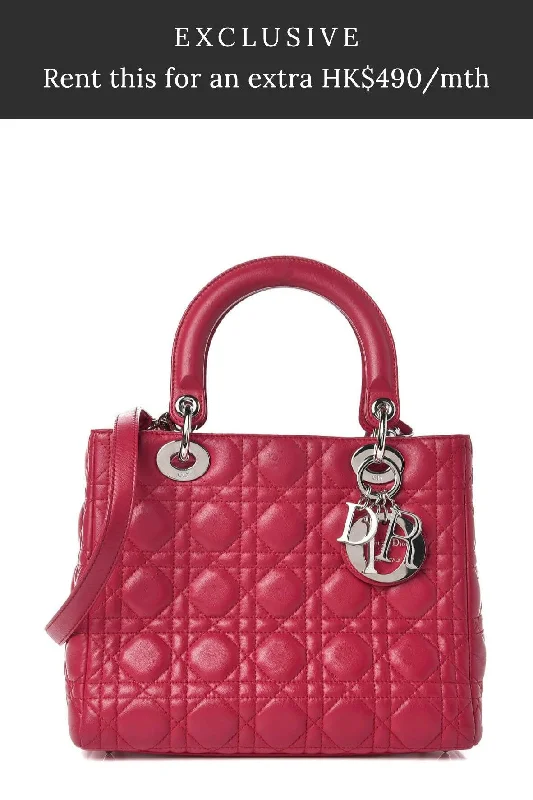 Medium Lady Dior Berry Red