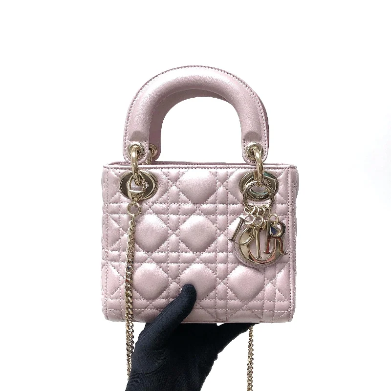 Mini Lady Dior Bag In Baby Pearly Pink with Champaign Hardware