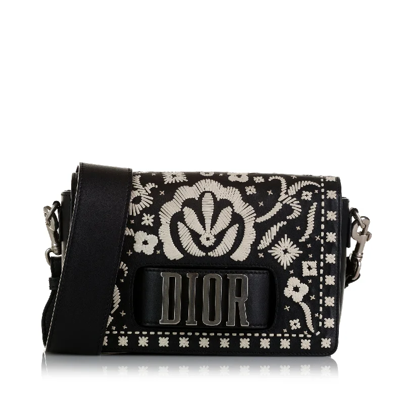 Black Dior Medium Embroidered Dio(r)evolution Flap Crossbody Bag