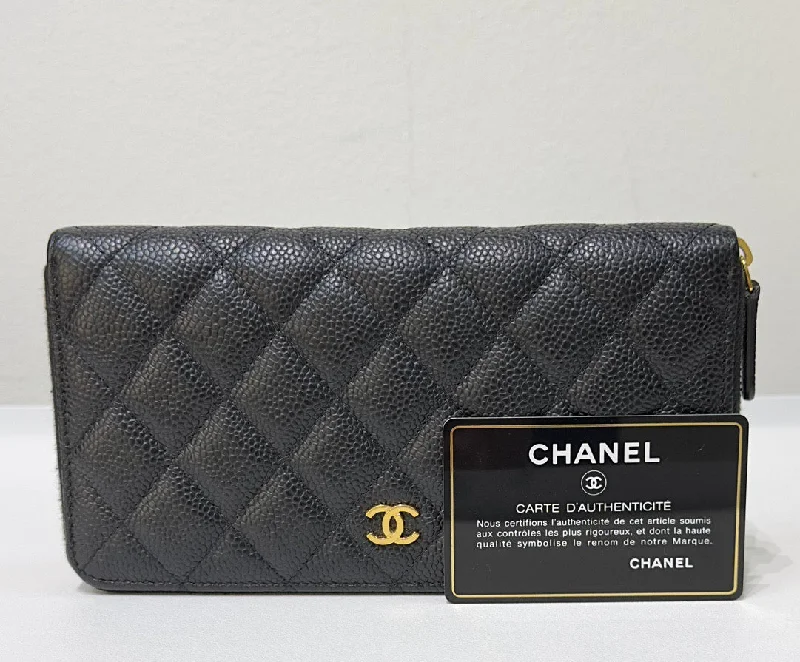 Chanel Vintage Inspired Handbag for Retro LoversChanel Caviar Long Zip Wallet Black GHW