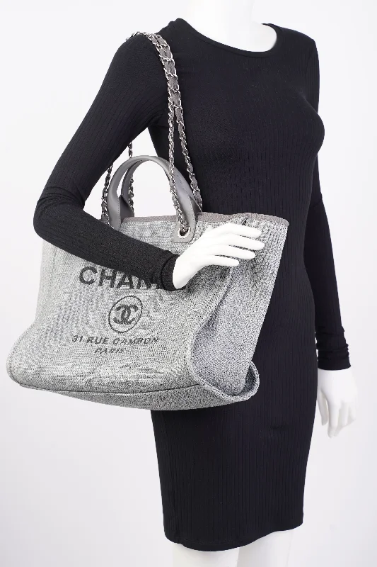 Chanel New Arrival Handbag with Gold HardwareChanel Deauville Bag Grey Canvas Small