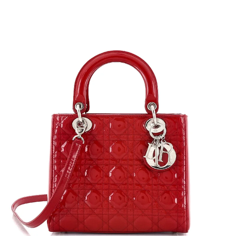 Lady Dior Bag Cannage Quilt Patent Medium