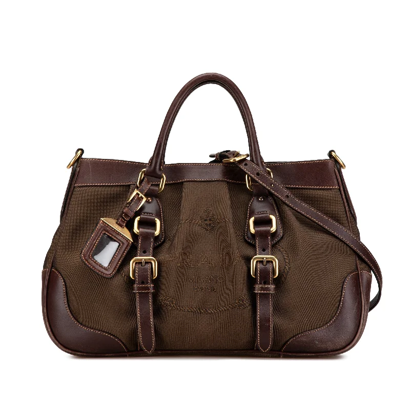 Brown Prada Canapa Logo Satchel