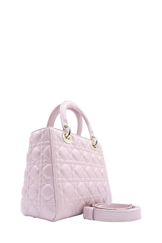 Medium Lady Dior with Gold Hardware Pale Pink