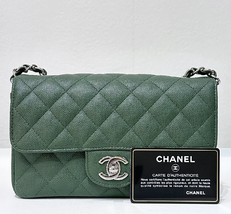 Chanel Lightweight Handbag for Daily ErrandsChanel Caviar Quilted Mini Rectangular Flap Green