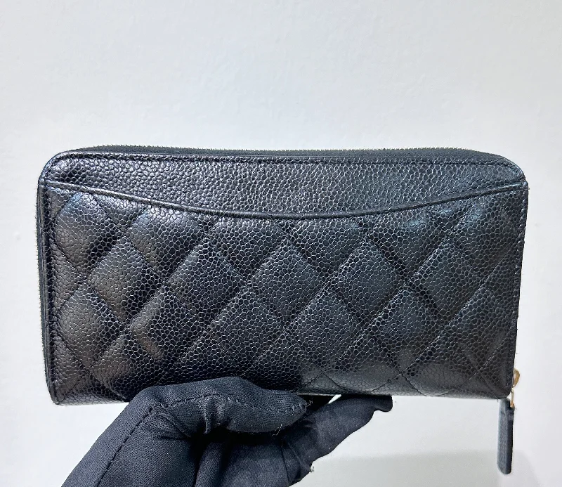 Chanel All - Match Handbag for Versatile StylingChanel Caviar Long Zip Wallet Black