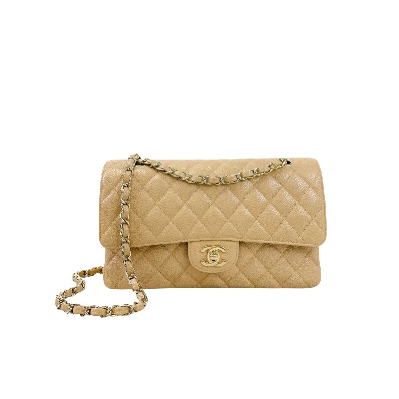 Chanel New Arrival Handbag with Gold HardwareClassic Double Flap Caviar Medium Dark Beige GHW