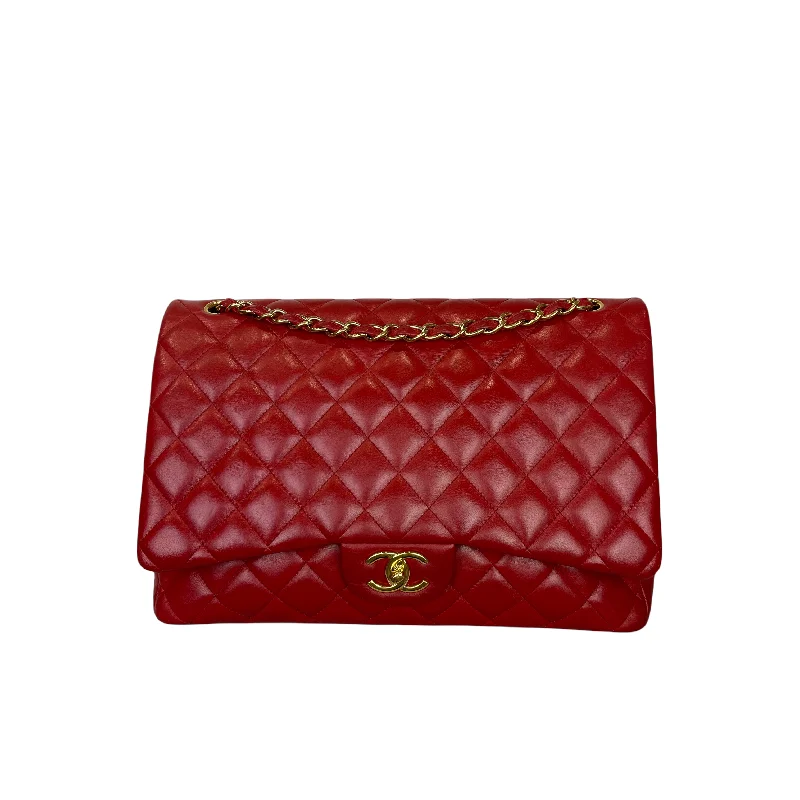 Chanel Small Crossbody Bag for TravelDouble Flap Maxi Lambskin Red GHW