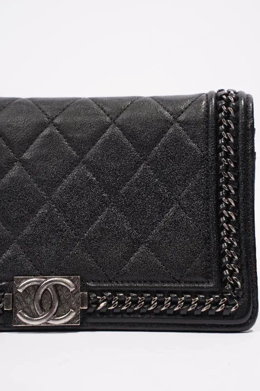 Chanel Limited Edition Handbag for CollectorsChanel Boy Chain Wallet Black Lambskin Leather