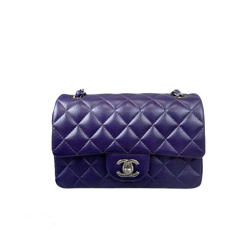 Chanel Vintage Inspired Handbag for Retro LoversRectangle Mini Lambskin Purple SHW