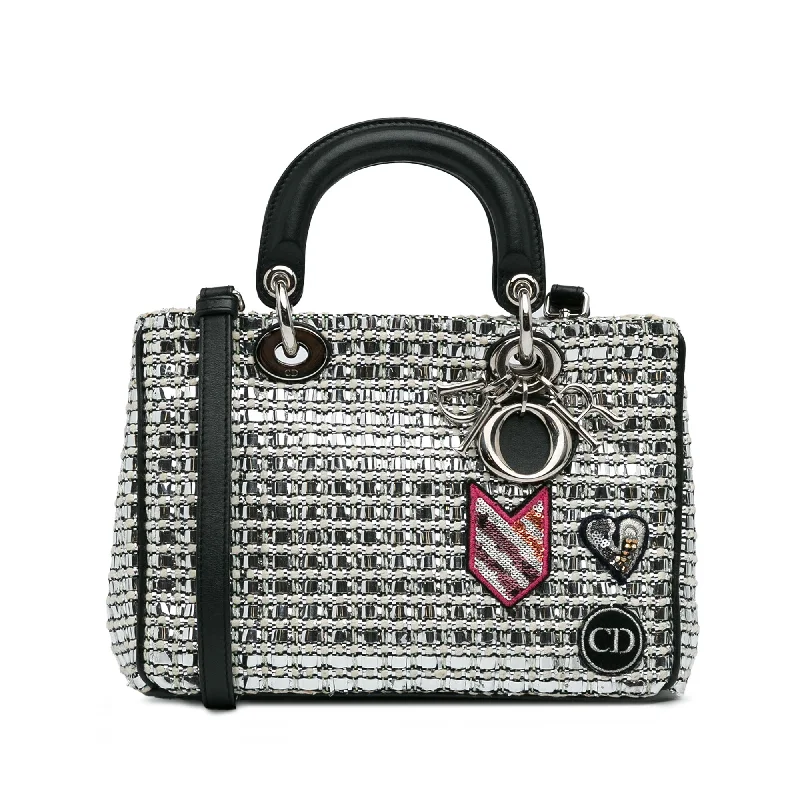 Silver Dior Small Tweed Patch Diorissimo Tote Satchel