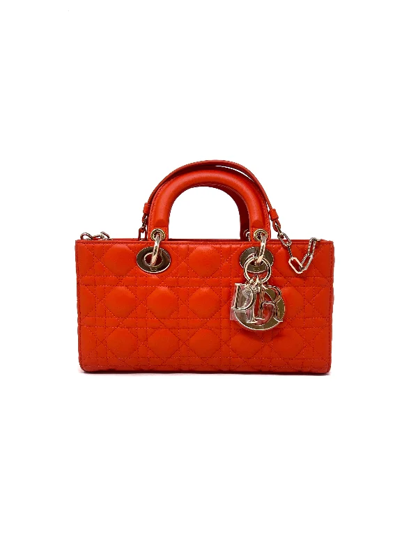 Christian Dior Orange NWB! MD 'Lady D-Joy' Cannage Lambskin Top Handle Bag W/Strap