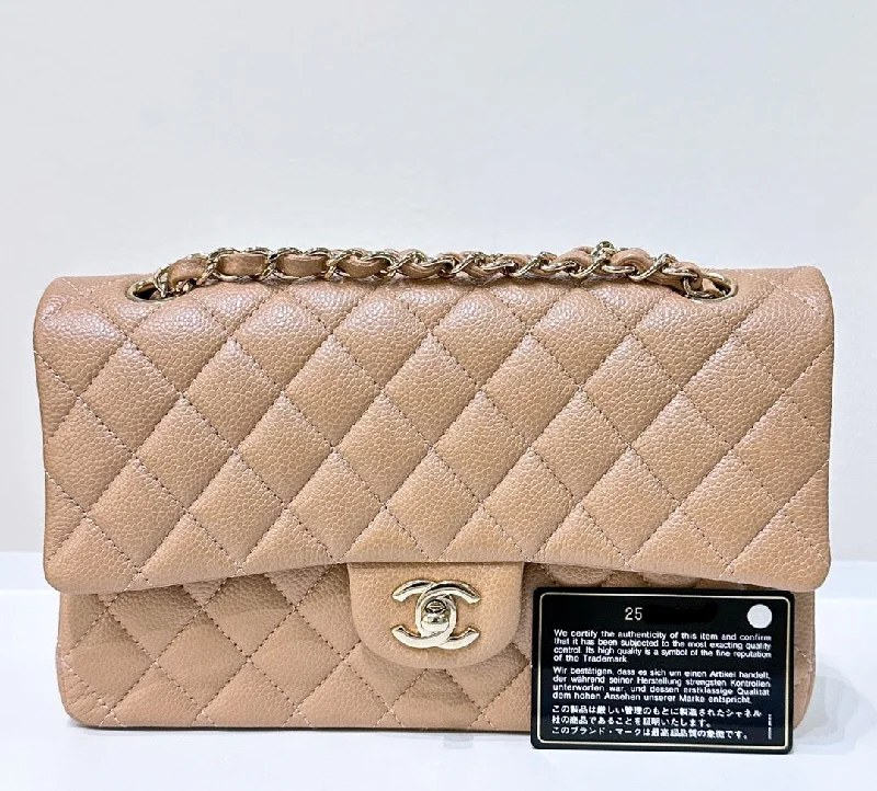 Chanel Classic Flap Bag for Evening PartyCHANEL Caviar Quilted Medium Double Flap Beige