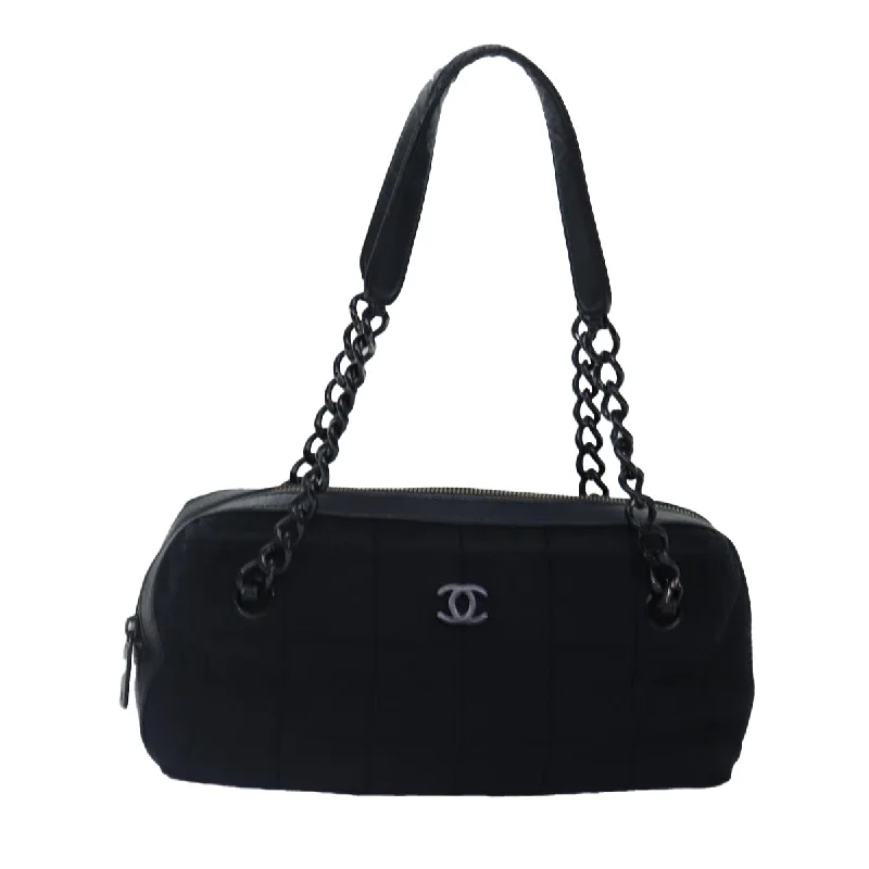 Chanel Luxury Handbag for High - End EventsCHANEL Choco Bar Chain Shoulder Bag Cotton Black CC  bs17249