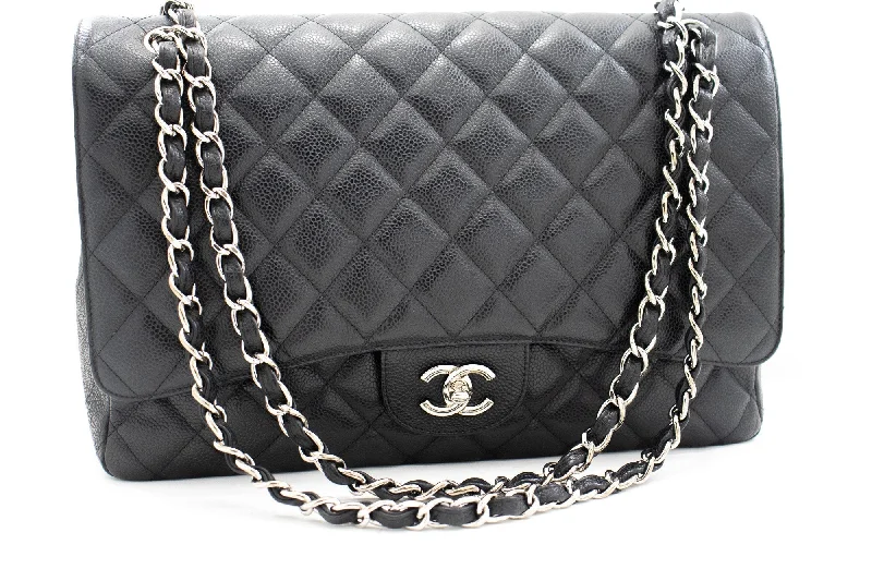 Chanel Medium Tote Bag for Office LadiesCHANEL Caviar Grained Calfskin Flap Chain Shoulder Bag Black 13"