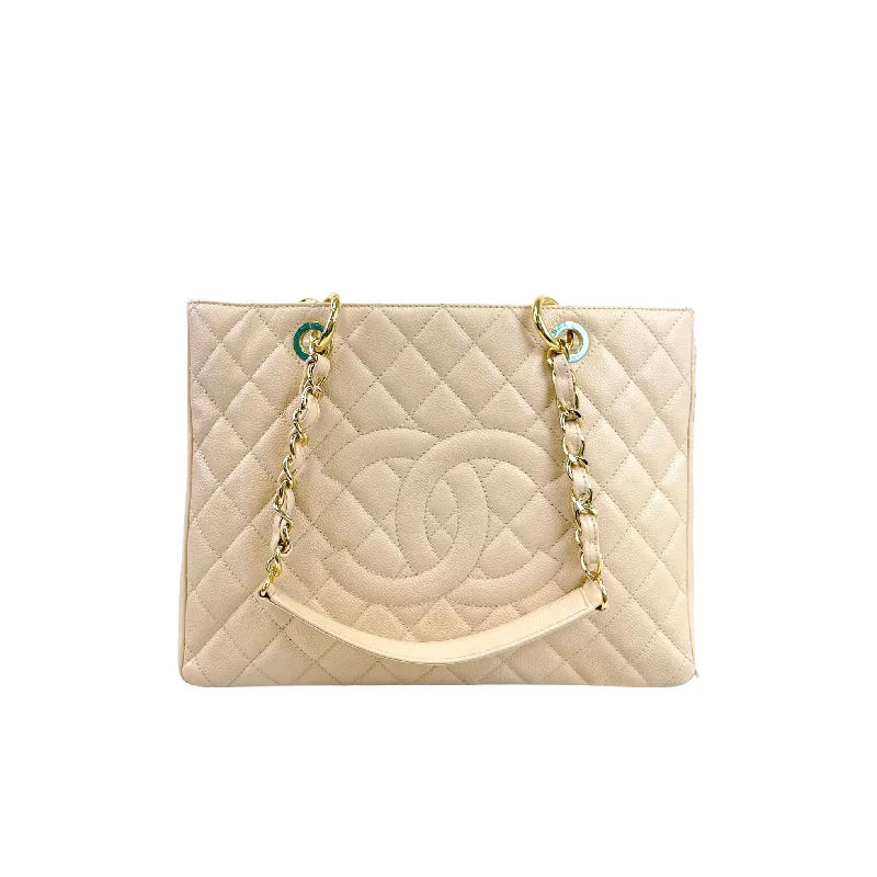 Chanel New Arrival Handbag with Gold HardwareGST Grand Shopping Tote Beige Caviar GHW