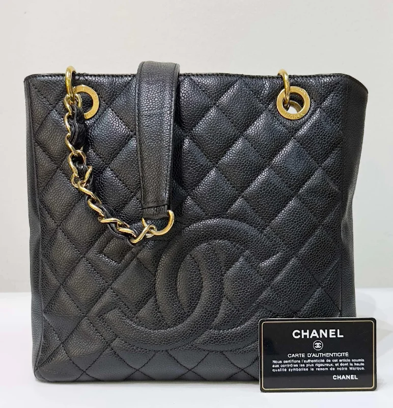 Chanel Medium Tote Bag for Office LadiesChanel Caviar Quilted Petit Shopping Tote PST Black