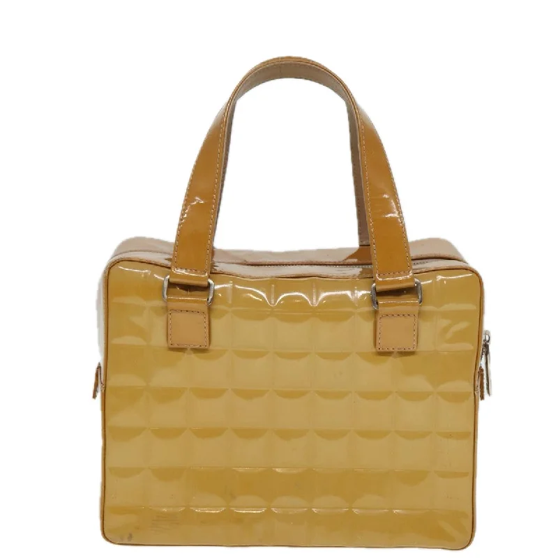 Chanel Vintage Inspired Handbag for Retro LoversCHANEL Choco Bar Hand Bag Patent leather Yellow CC  bs15398